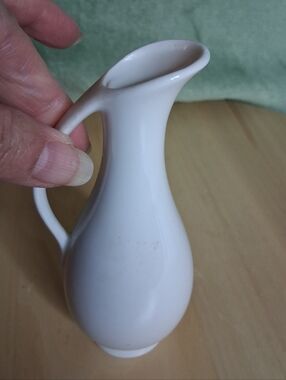 Vintage OMC Japan White Porcelain Mini Bud Vase Pitcher 5"